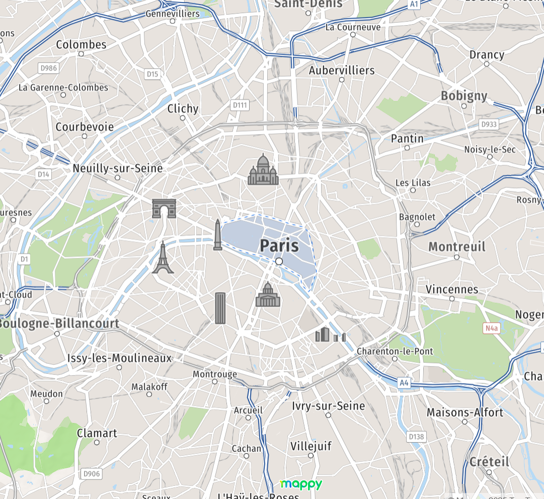 Carte des zones d'intervention - Paris et Hauts-de-Seine