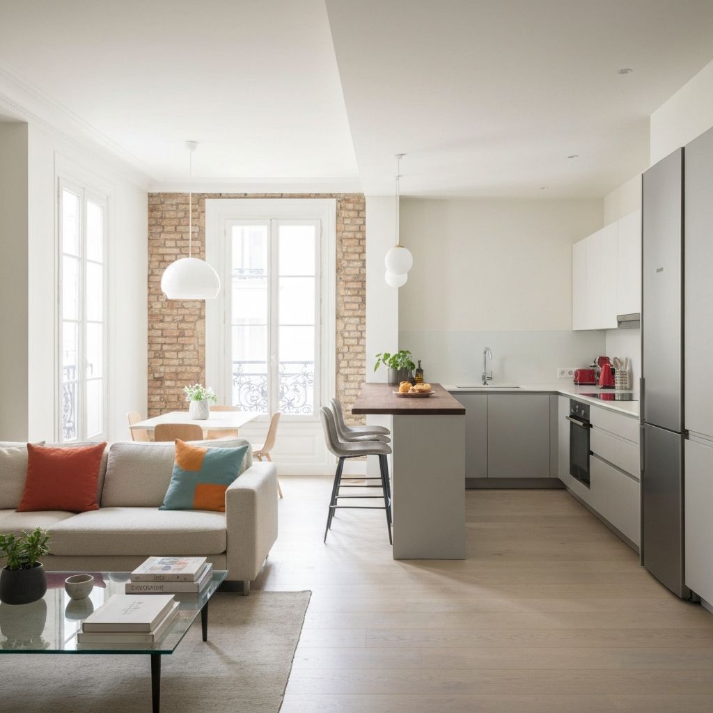 Appartement parisien moderne avec cuisine ouverte